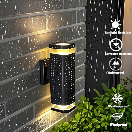 Image of rosykite LED Outdoor Wall Sconce, Dusk to Dawn Outdoor Lighting Fixture, Modern Up Down Porch Lights ETL Listed, Aluminum Exterior Wall Lights for Garage Door,House,Patio 2 Pack