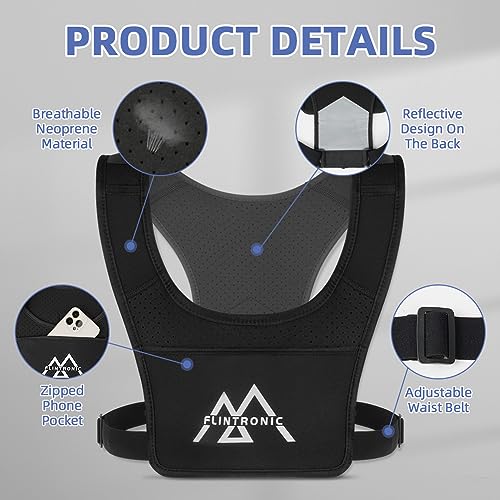 Flintronic Reflektierend Laufen Weste, Reflektierende Warnweste, Laufweste mit Handytasche und Verstellbarem Bund, Reflektorweste Sicherheitsweste, für Männer Frauen zum Radfahren, Joggen, Klettern