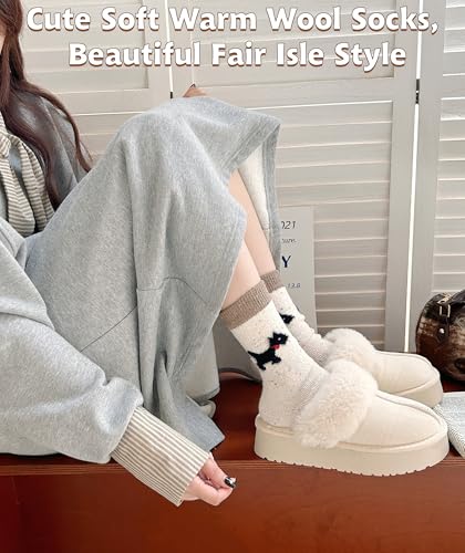 Image of IIG Winter Warm Wool Socks for Women Original Design Trendy Boot Socks Ideal Gift