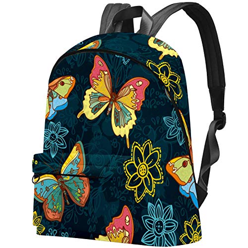 TIZORAX Mochila Casual Mujer Mariposa de Color con Flores Mochilas Escolares Grandes