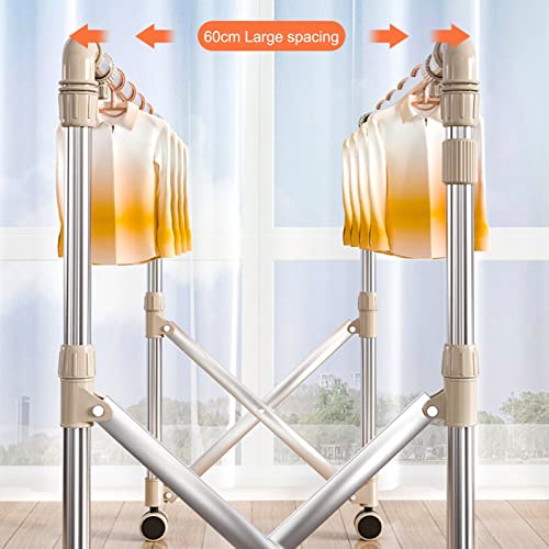 Generico Stendibiancheria Pieghevole in Acciaio Inox con Design Estensibile per Un Ampio Spazio di Asciugatura (Argento, 98)