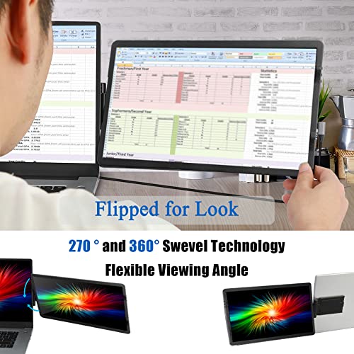 Image of 14.1'' Laptop Screen Extender, FHD IPS Portable Monitor, 360 Rotatable Dual Monitor for Laptop, Extender Connected with Type-c /hdmi, Support PC /Mobile Phone, Black