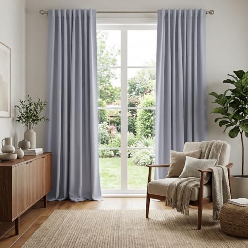 Image of RYB HOME Blackout Curtains for Living Room, Privacy Thermal Insulating Window Treatment Drapes for Bedroom Dining Home Office Basement, W 42 x L 84 inches, Silver Grey, 2 Panels