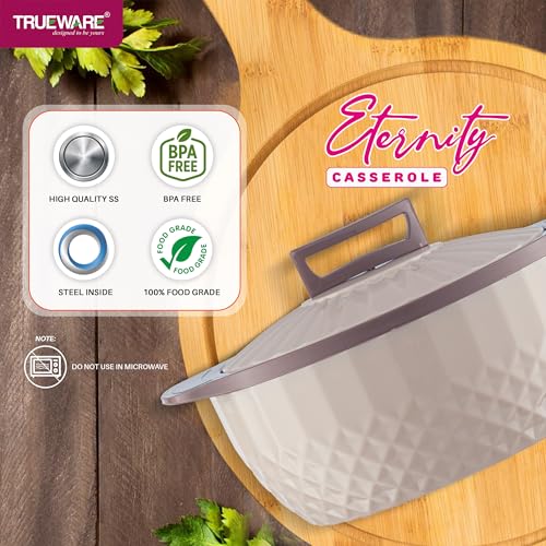 Image of Trueware Eternity Inner Steel Insulated 2500 ML Thermoware Casserole | BPA Free | Odour Proof | Food Grade | Easy to Carry | Serving | Curd Maker | Hot Pot (Brown)