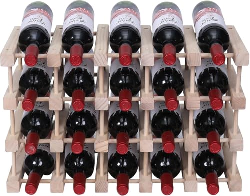 Wine Rack Small countertop Cabinet Stackable Storage Wooden freestanding Floor Wine Holder (20 Bottles