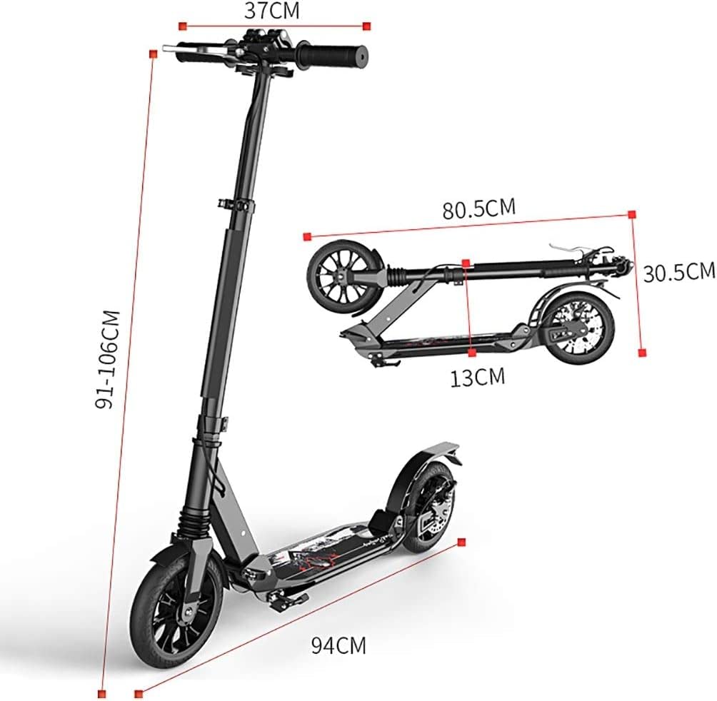 Scooters de Movilidad, Scooter para Adultos, Scooter, Scooter de Dos Ruedas Plegable para Adultos, 2 Ruedas de PU, Freno de Mano de Disco más Seguro Altura Ajustable (no