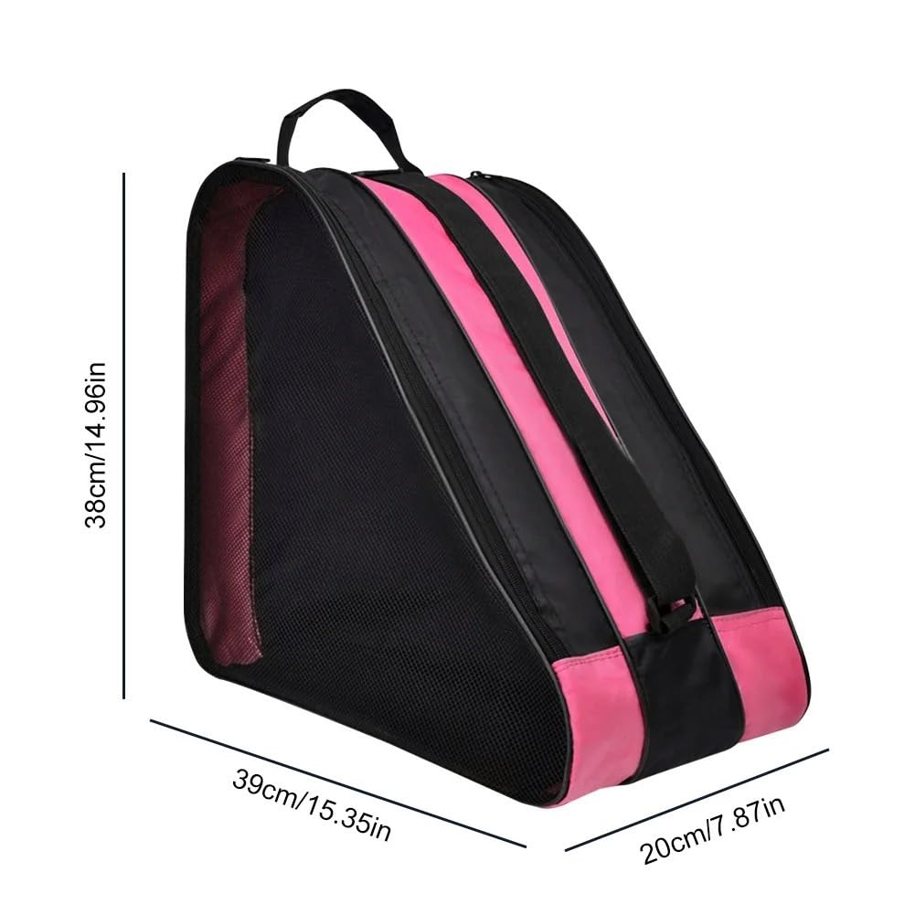 Tracolla da sci Borsa per pattini a rotelle Borsa a tracolla regolabile per scarponi da sci Borsa a tracolla per pattinaggio su ghiaccio in tessuto Oxford per gli sport da sci Borsa per Sci(Pink)