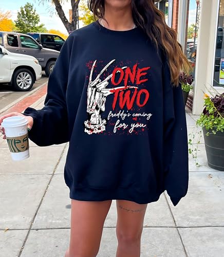 Horror Freddy Shirt, One Two Freddy's Coming For You Sweatshirt, Horror Halloween Hoodie, Retro Halloween Sweatshirt, Halloween Sweatshirt, Scary Movie T-shirt, Horror Night Party Shirt3