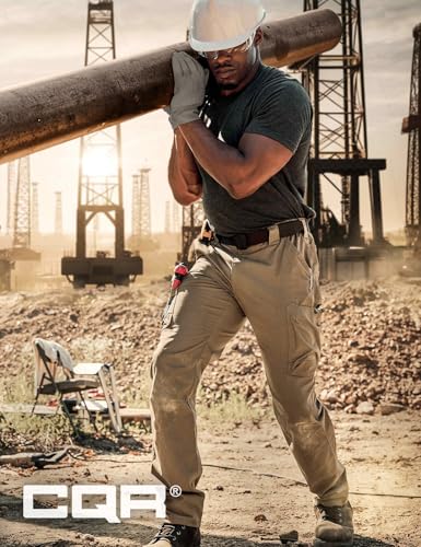 Image of CQR Men's Quick Dry Work Pants, Water Resistant Outdoor Tactical Pants, Lightweight Stretch Cargo Hiking Pants