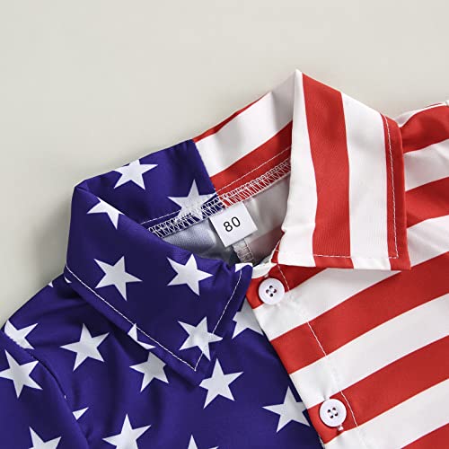 Kuriozud Toddler Baby Boy 4th July/Halloween/Christmas Outfits Button Down Shirt+ Short Pants Set Festivel Clothes4