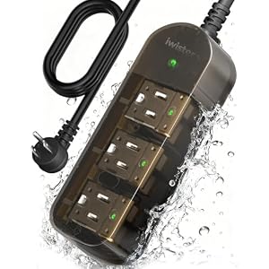 Outdoor Power Strip, 3 AC Outlets, 5 FT, 1625W/13A High-Power Single-Device Use, with Anti-Electric Shock & IPX6 Waterproof, Ideal for Backyard, Patio, Garage, Kitchen, Workshop, Camping, RV