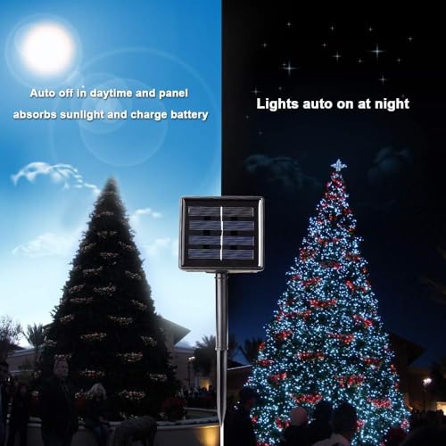 Luminaria Solar Externa, 22M 200 LED Luzes de Natal, Kit Jogo de Luzes para Festa, À Prova D'água (