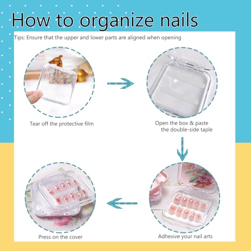 Image of Press On Nail Storage Boxes, 36 PCS Clear Plastic Organizer 3 inch x 3 inch with Adhesive Tabs for Nail Display, Artificial Nails, Jewelry and Small Crafts