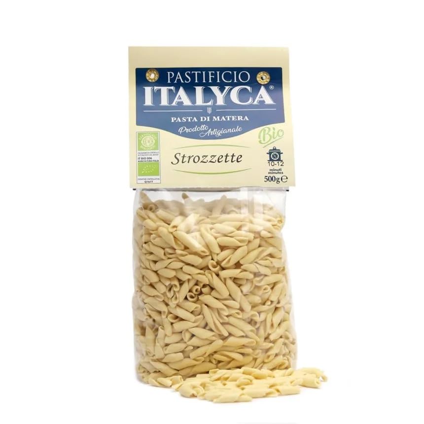 15 x 500 g - Strozzette Bio - Pasta di Grano Duro - Prodotta in Basilicata - Pacco da 500 g - Pastificio Italyca