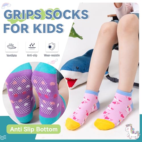 Image of Eyean Kids Ankle Cotton Socks Cute Animal Pattern Soft Non Slip Boys Girls No Show Socks 6 Pairs