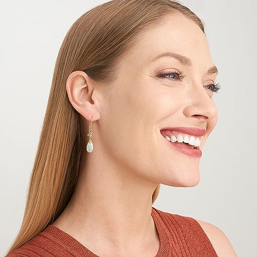 MORGAN & PAIGE .925 Sterling Silver 18K Gold Plated Teardrop Cut Genuine Green Jade Necklaces for Women or Jade Earrings for Women - Celtic Knot Drop Earrings and Wire Frame Pendant Necklace Jewelry4