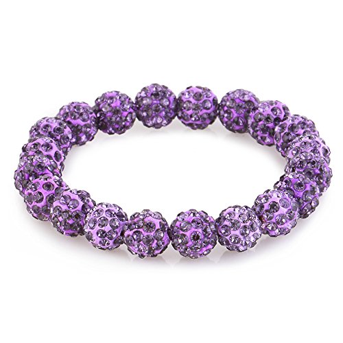 Preisvergleich Produktbild Morella® Damen Armband Perlen mit Zirkoniasteinen elastisch lila