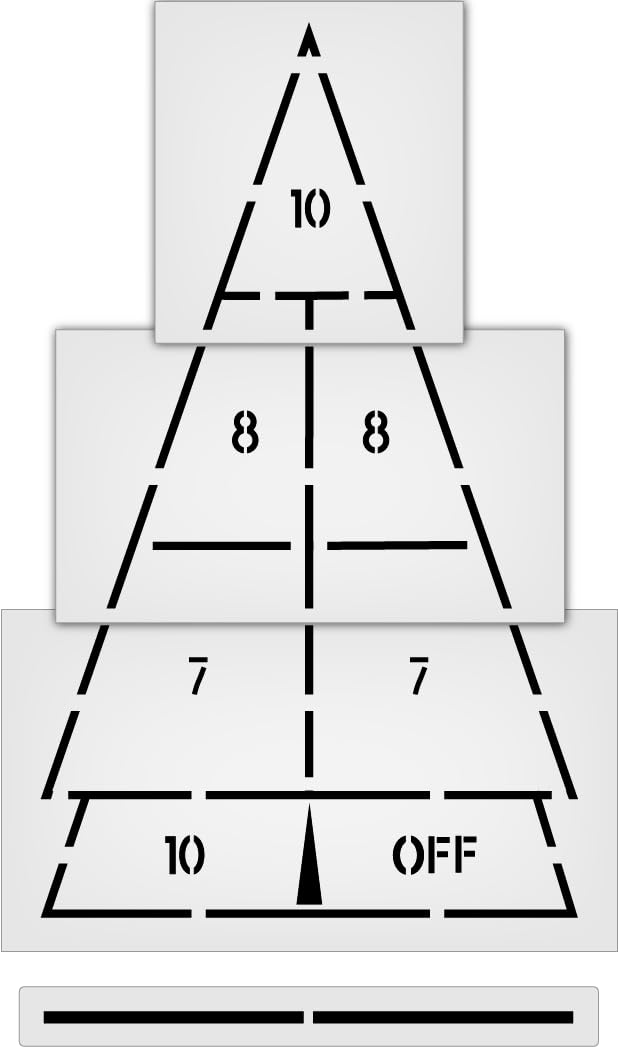 Shuffleboard Playground and Pavement Stencil Kit for Asphalt and Other Surfaces 3MM Bendable Reusable and Easy to Clean 4 Piece Plastic Template for Schools and Daycares by Marketing Holders