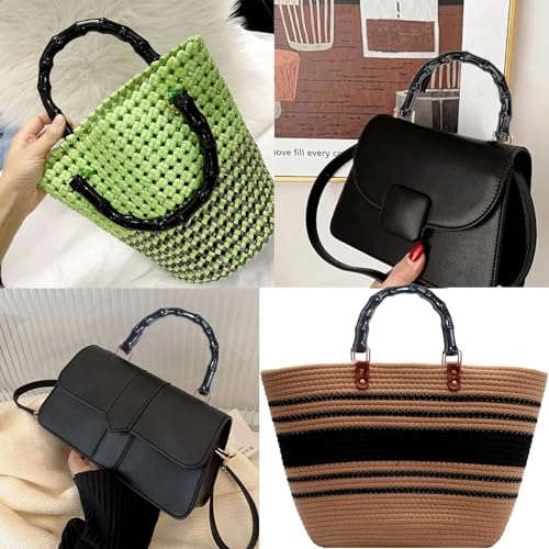 2 Stück Taschengriffe, U-Förmige Henkel für Taschen,Kunststoffe Taschengriffe für Häkeltaschen,Schwarz Taschenhenkel,für Frauen,Handtaschen,Geldbörsen, Häkeltasche,Taschenzubehör Griffe Ersatz