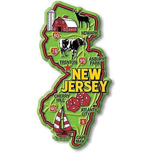 Imán decorativo de estado New Jersey colorido 5.6 x 11.2 cm