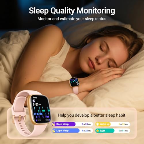 Image of Fitpolo Smart Watch for Women - 1.85″ AMOLED Touch Display, Heart Rate + SPO₂ Monitor, Sleep Tracking, Bluetooth Calling, 3ATM Waterproof, Fitness Tracker for iPhone /Android Phones,2 Bands