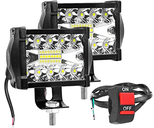 Image of FABTEC 18 LED 4 Inch /10 cm Bar Light LED Fog Light for All Motorcycles /Bike /Scooty /E-Rikshaw (Set Of 2) (4 Inch,White) (6 Month Warranty)