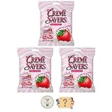 Creme Savers Original Classic Hard Candy 3 oz Peg Bags (Pack of 3) + Bonus Mystery Candy (Strawberry