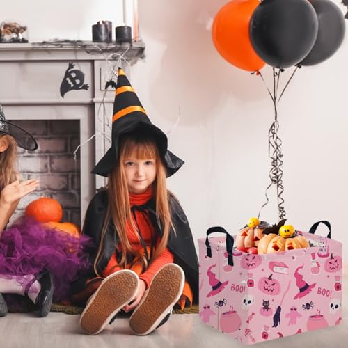 Image of Halloween Ghost thriller basket,Empty Halloween basket,Horror and thriller decor,Trick or Treat Box for Boys and Girls,Horror decor(Pink pumpkin)