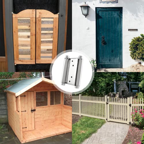 Kyuionty 3 Inch Double Action Spring Hinge, Stainless Steel Cafe Saloon Swing Self Closing Door Hinges With Screws, Pack Of 2 #TOP4