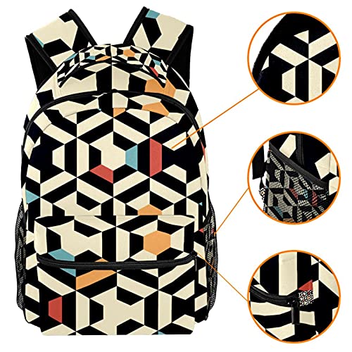 Excellent sac à dos d'école durable et mignon avec motif géométrique multicolore
