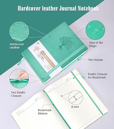 Image of Lined Journal Notebook, 365 Pages A4 Large Journals for Writing Ruled Notebook, Hardcover Leather Journal for Women Men, Daily Notebook for Work, Note Taking, 100Gsm Thick Paper ( 8.5 inch x 11 inch Teal)