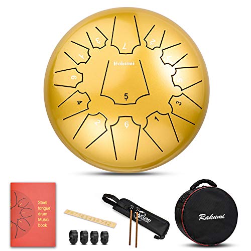 12 Inch 13 Note Titanium Steel Tongue Drum Percussion Instrument Hand Pan Drum with Drum Mallets Carry Bag - Thumbnail 4