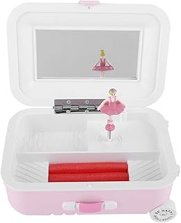 Longzhuo Mini Carillon, Valigetta Musicale per Gioielli da Ragazza con Ballerina Che Gira, Modello di Valigia Rosa Mini Carillon portagioie Regalo Artigianale Giocattoli per Bambini
