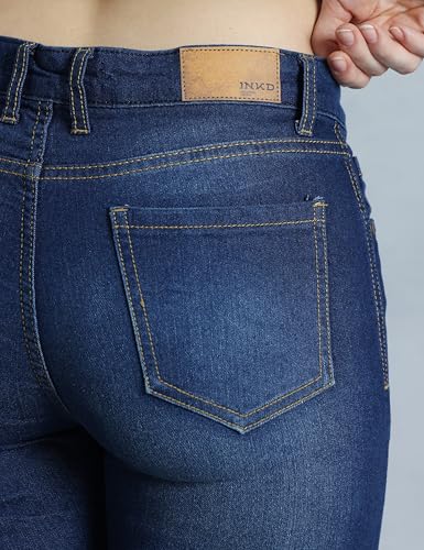 Image of INKD Women's Slim Fit Jeans - Mid-Rise | Cotton Blend | Stretchable | Classic 5 Pocket Styling | Jeans for Women | Women Jeans (Available in Plus Sizes)