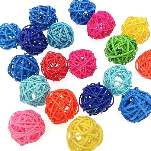 JZK Colorful Rattan Balls Bird Toy 3cm, Parrot Parakeet Chewing Toys, Pet Cage Bite Toy Decorations - Image 4