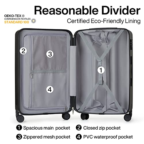 Image of Hanke Luggage Sets 2 piece Carry On Luggage with Wheels PC Hard Shell Suitcases Lightweight Checked Travel Luggage Large Travel Suitcase Woman Men 20 /29 Inch(Jet Black)