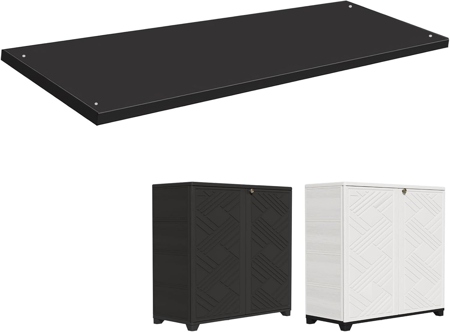 ZZM Metal Storage Cabinet Shelf, Utility Metal Shelf for Diamond Patterns Resin Storage Shed, 33.66" W * 10" D * 0.39" H, Easy Assembly