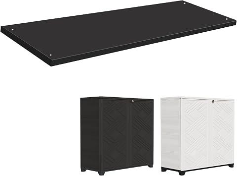 ZZM Metal Storage Cabinet Shelf, Utility Metal Shelf for Diamond Patterns Resin Storage Shed, 33.66" W * 10" D * 0.39" H, Easy Assembly