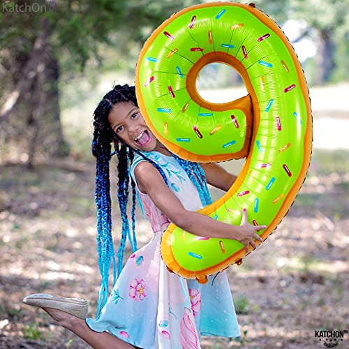 Image of KatchOn Number 9 Donut Balloon 40 Inch | Foil 9 Birthday Balloon for 9th Birthday Decorations, 9th Anniversary Decoration, Donut Birthday Party Decorations
