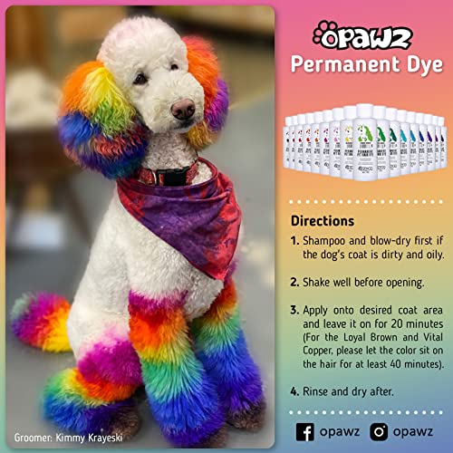 OPAWZ Permanent Dog Hair Dye, Pet Hair Dye Safely Used by Grooming