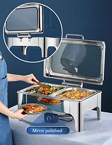 YAOYAOO Buffetwärmer Wärmebehälter für Speisen, Speisenwärmer Edelstahl Buffet Chafing Dish Warmhalteplatten, Stövchen… – Bild 4