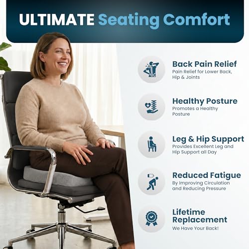 Image of ComfiLife Extra Large Gel & Memory Foam Seat Cushion - Doctor Recommended Office Chair Cushion, Car Seat Cushion - Back & Sciatica Pain Relief - Wide Seat Cushion for Big & Tall (Gray)