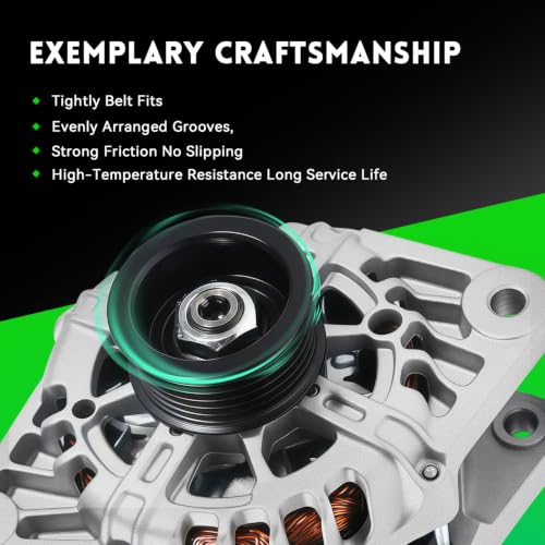 Image of 13209N New Alternator Compatible with Hyundai Accent 12-17, Veloster 2012 2013 2014 2015 2016 2017 1.6L, Kia Rio L4 1.6L 2012 2013, S6 Groove Pulley 12V 90Amp Replace# 37300-2B510 37300-2B300 2607372