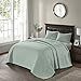 Madison Park Quebec Reversible Quilt Set Damask Design, Double Sided Stitching All Season, Lightweight Bedspread Bedding Set, Matching Sham, Seafoam, King(120