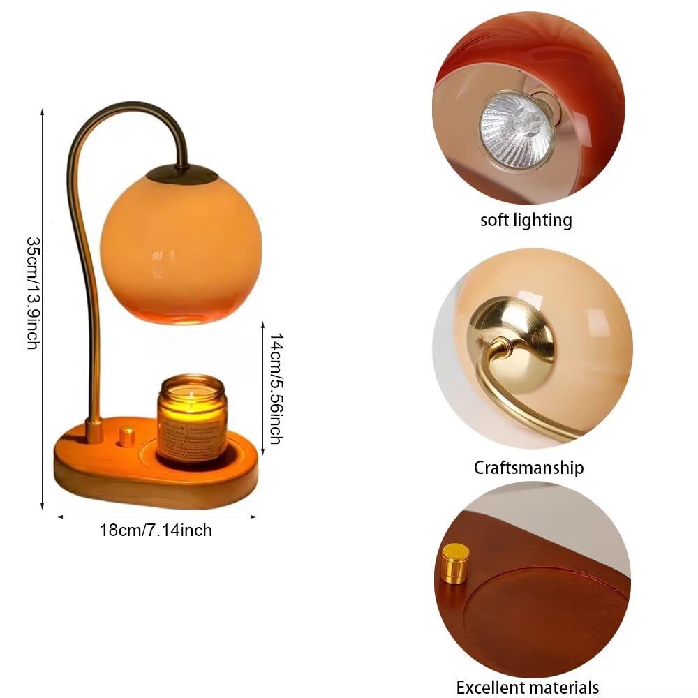 Lampa do aromaterapii w stylu retro, retro, gradientowa, pomarańczowa, szklana, abażur, lampa do sypialni, dekoracja domu, atmosfera, bez ognia, aromatyczna lampa stołowa