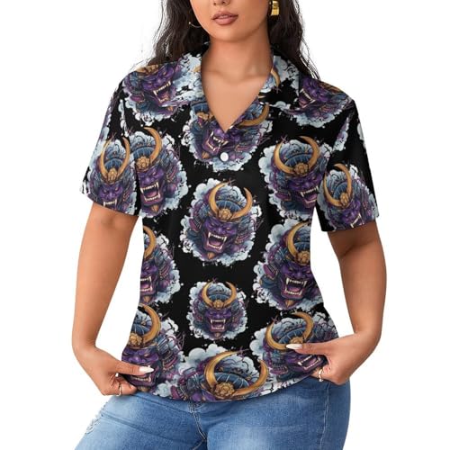 Camiseta clásica de manga corta para tenis y golf polo deportivo de mujer estilo Oni Mask