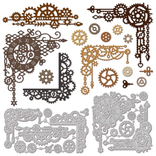 GLOBLELAND Steampunk   Troqueles de corte de marco para álbumes de recortes, esquinas de marco de metal, troqueles para hacer tarjetas, repujado, decoración de álbumes de fotos