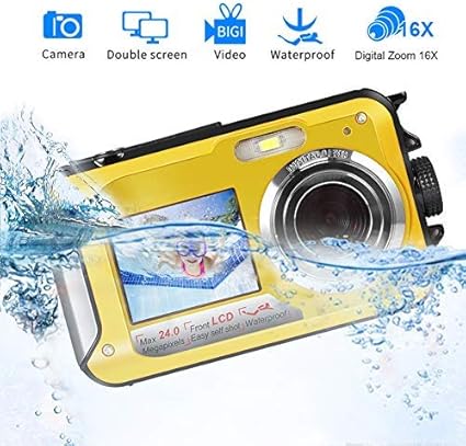 Amazon 防水カメラ24 0mp水中カメラhd 1080 Pシュノーケリング用3 0メートル防水デジタルカメラは完全に密封された2 7インチtft Lcdデュアルスクリーン Linnse 家電 カメラ