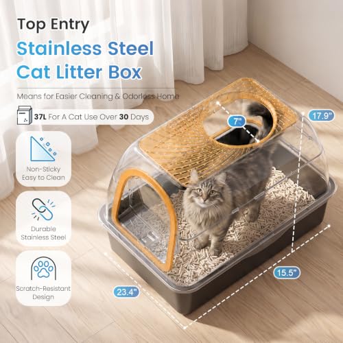 Image of SuzziPaws Stainless Steel Litter Box Dog-Proof Leak-Proof for Multi-Cats