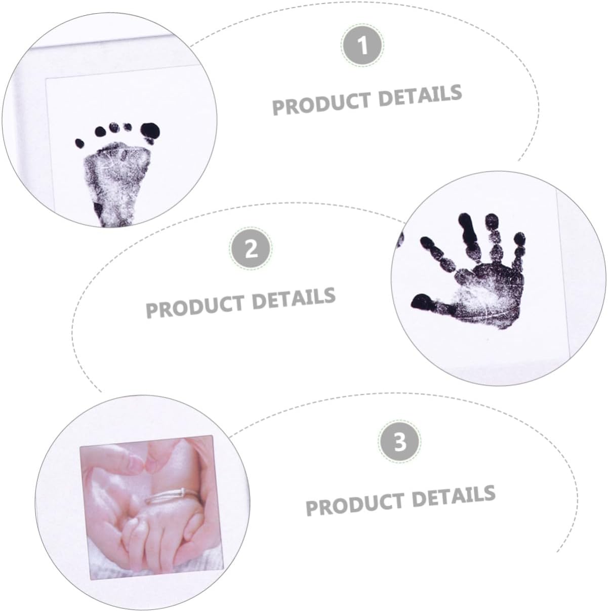 Artistic Development Record Photo Frame with Handprint and Footprint Holder Lightweight White Nursery Decor for Newborns Portable Keepsake for Cherished Memories